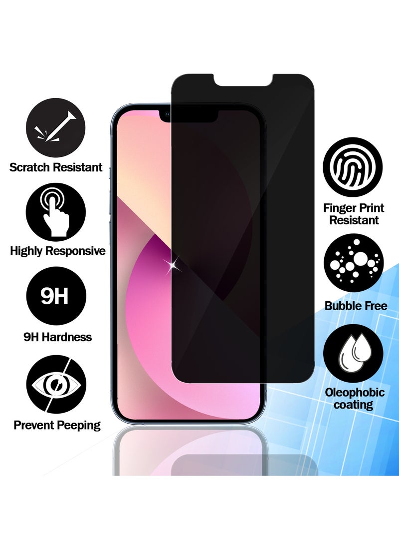 RKINC Screen Protector [2-Pack] for iPhone 16E, 13, 13 Pro, 14, Privacy Tempered Glass Film Screen Protector, [Anti Spy][Anti-Scratch][Bubble-Free] - Image 2